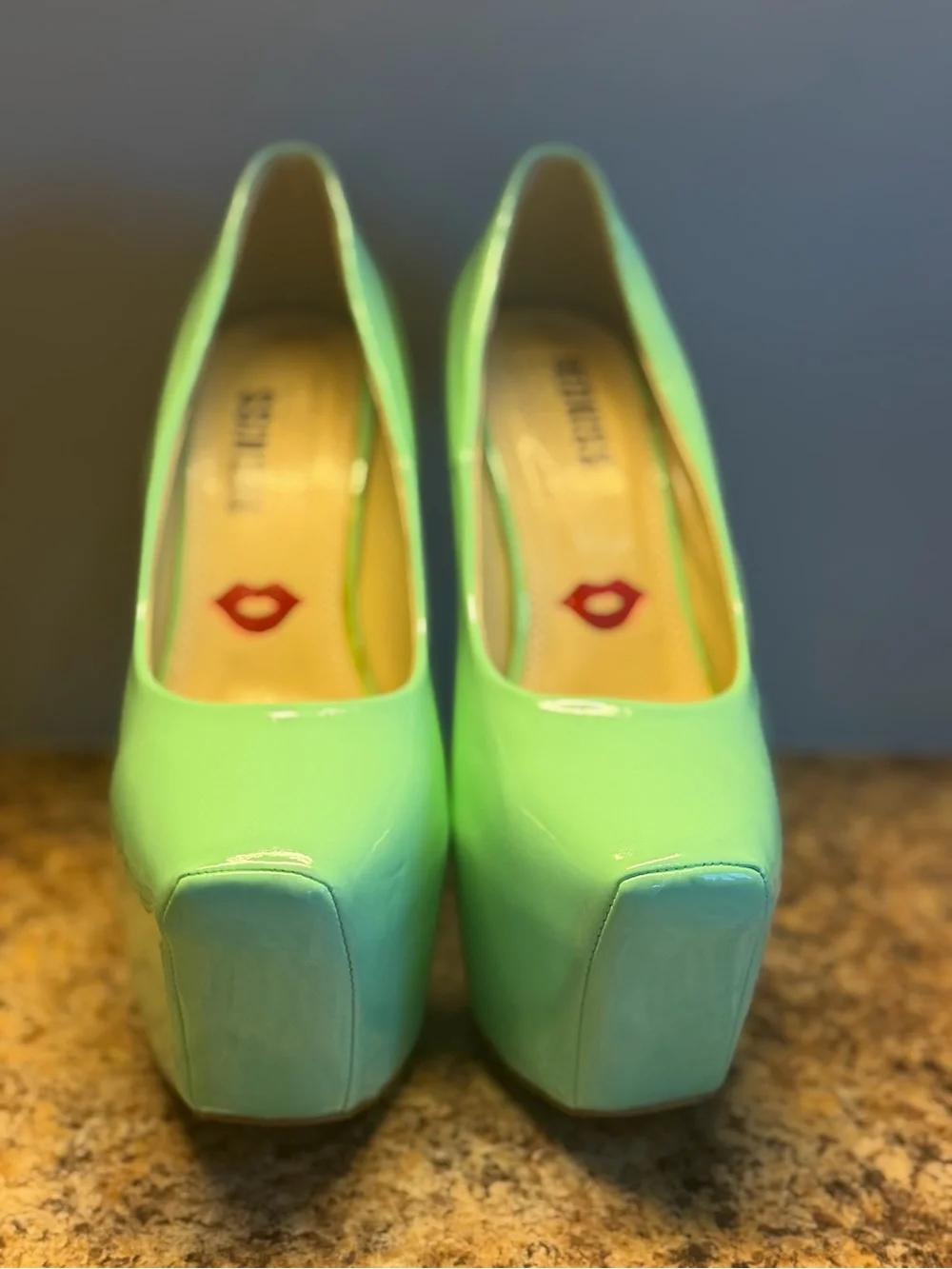 Mint Green Patent Platform Pumps - Women Shoes